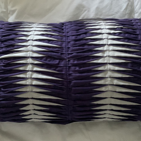 DKNY Decorative Pillow: Navy & White, Soft Feather Insert, Zipper Open, Bolster - Picture 2 of 6